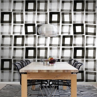 Μοτίβο με μαύρα τετράγωνα, Line Art, Ταπετσαρίες Τοίχου, 100 x 100 εκ.